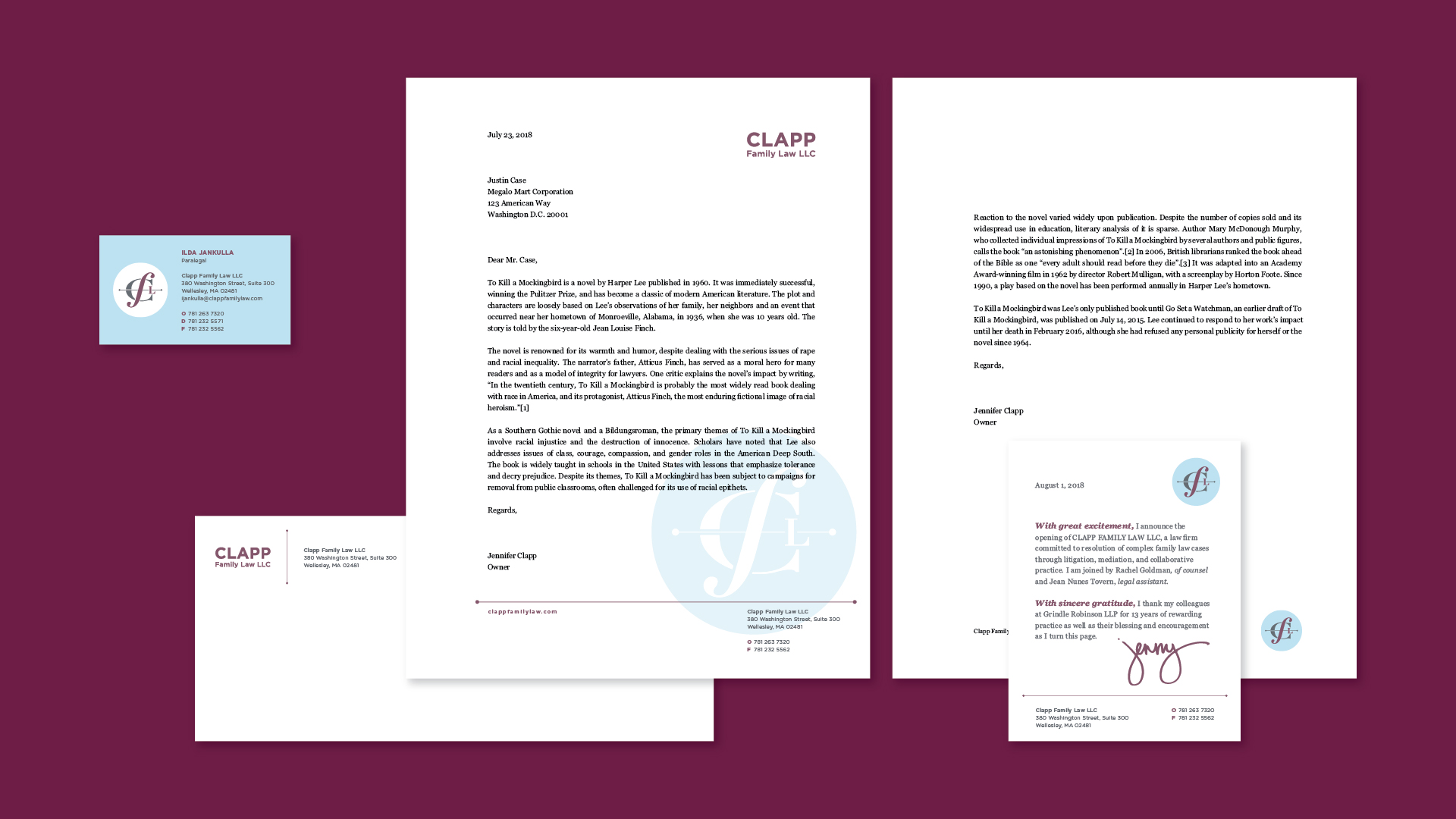 Clapp Family Law brand identity mockup